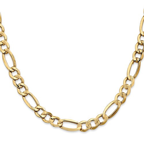 10k Gold 7.3MM Hollow Figaro Chain