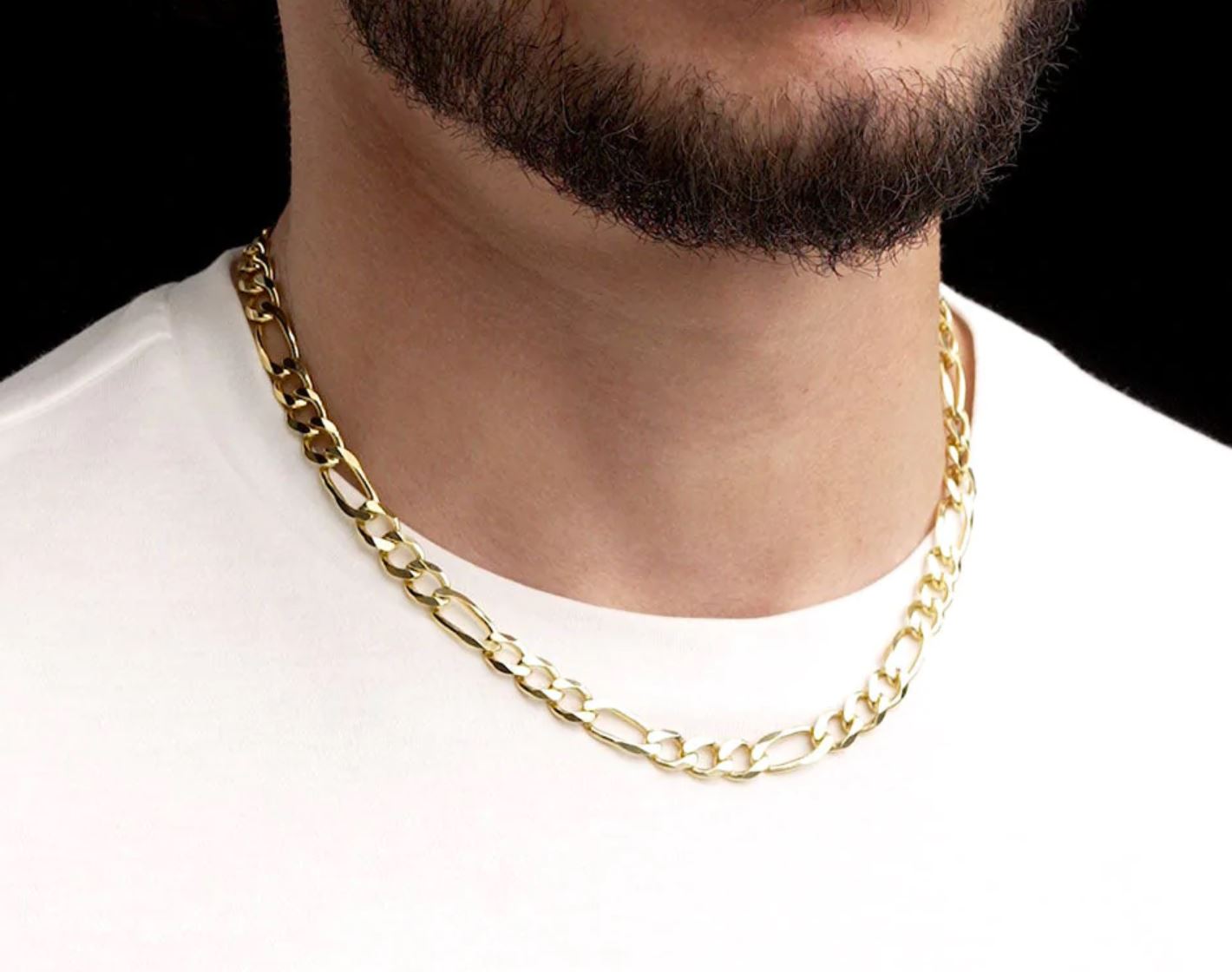 10k Gold 7.3MM Hollow Figaro Chain