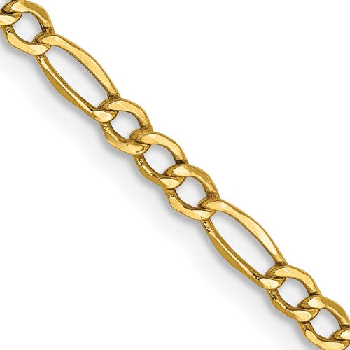 10k Gold 2.5MM Hollow Figaro Chain