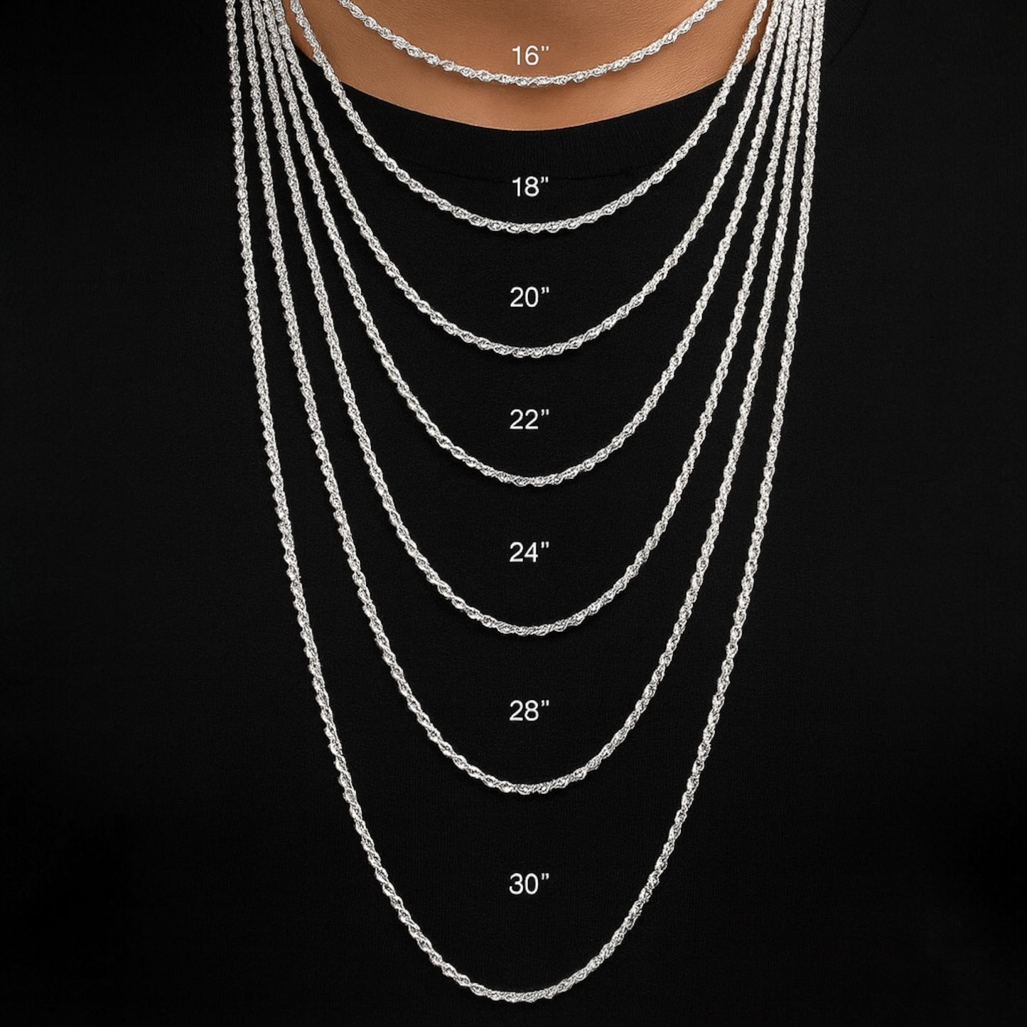 Premium 2.5MM 925 Sterling Silver Rope Chain