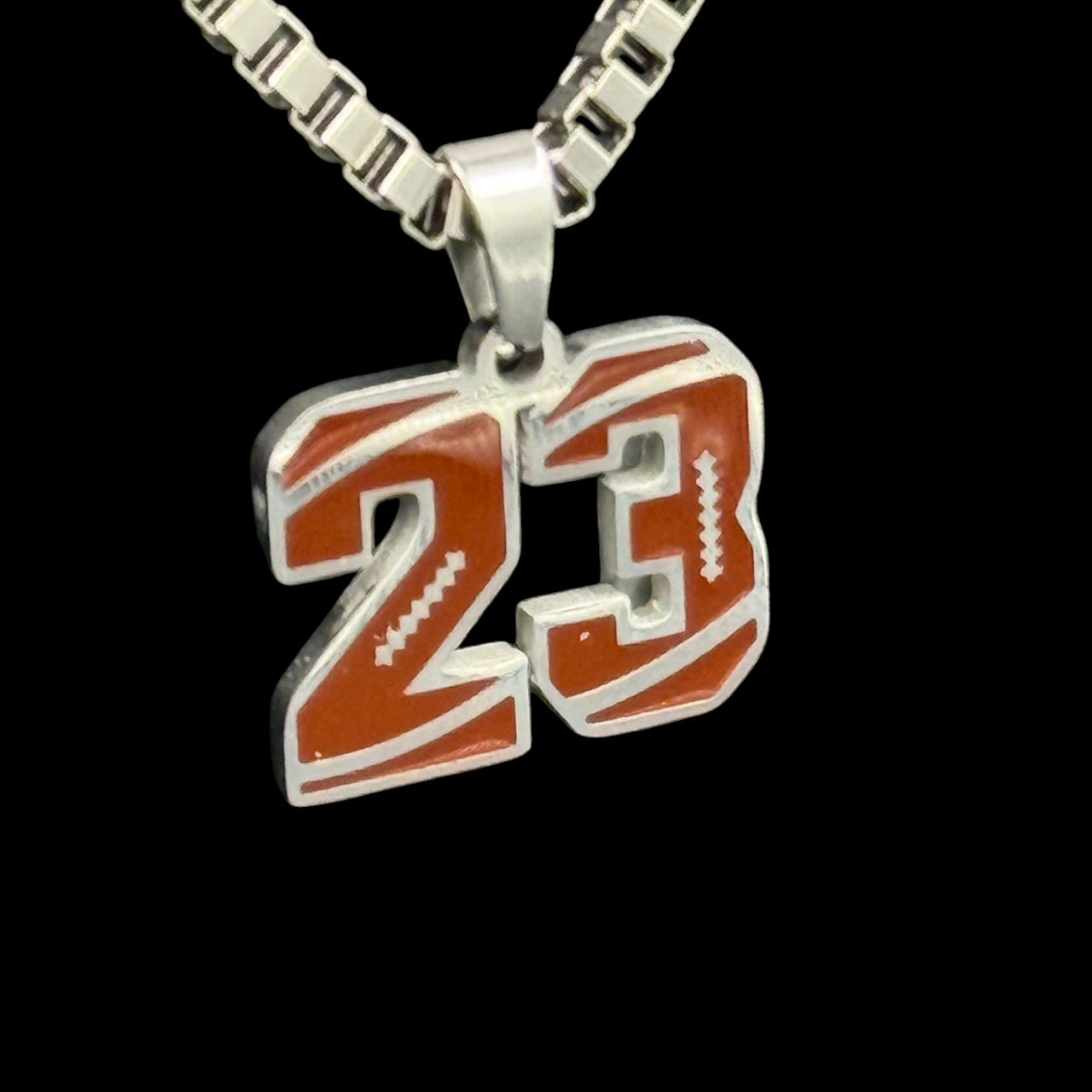 18K White Gold Stainless Steel Football Number Chains πβ¨
