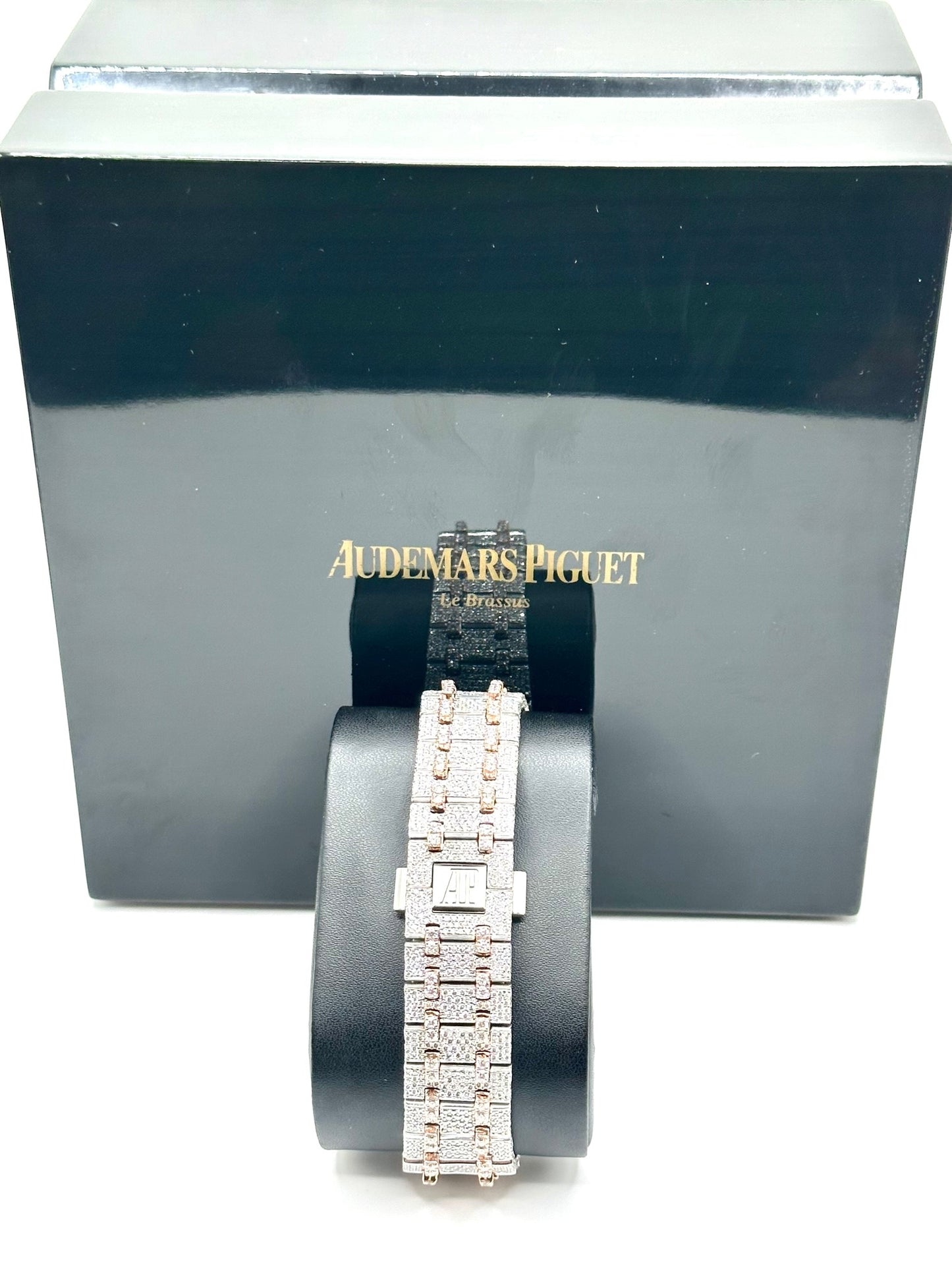 Two-Tone Rose Gold AP Diamond Moissanite Watch with Roman Numeral Dial