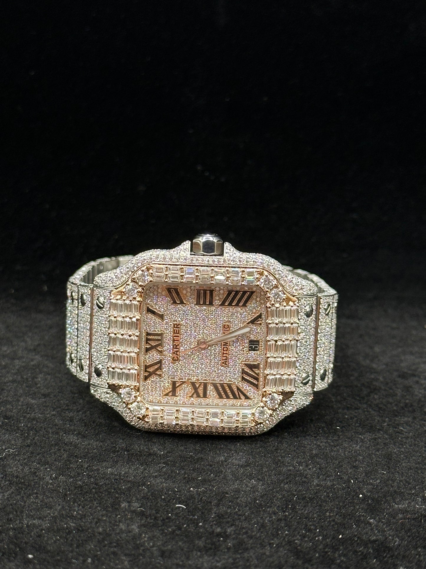 Two-Tone Rose with Baugette Bezel VVS Moissanite