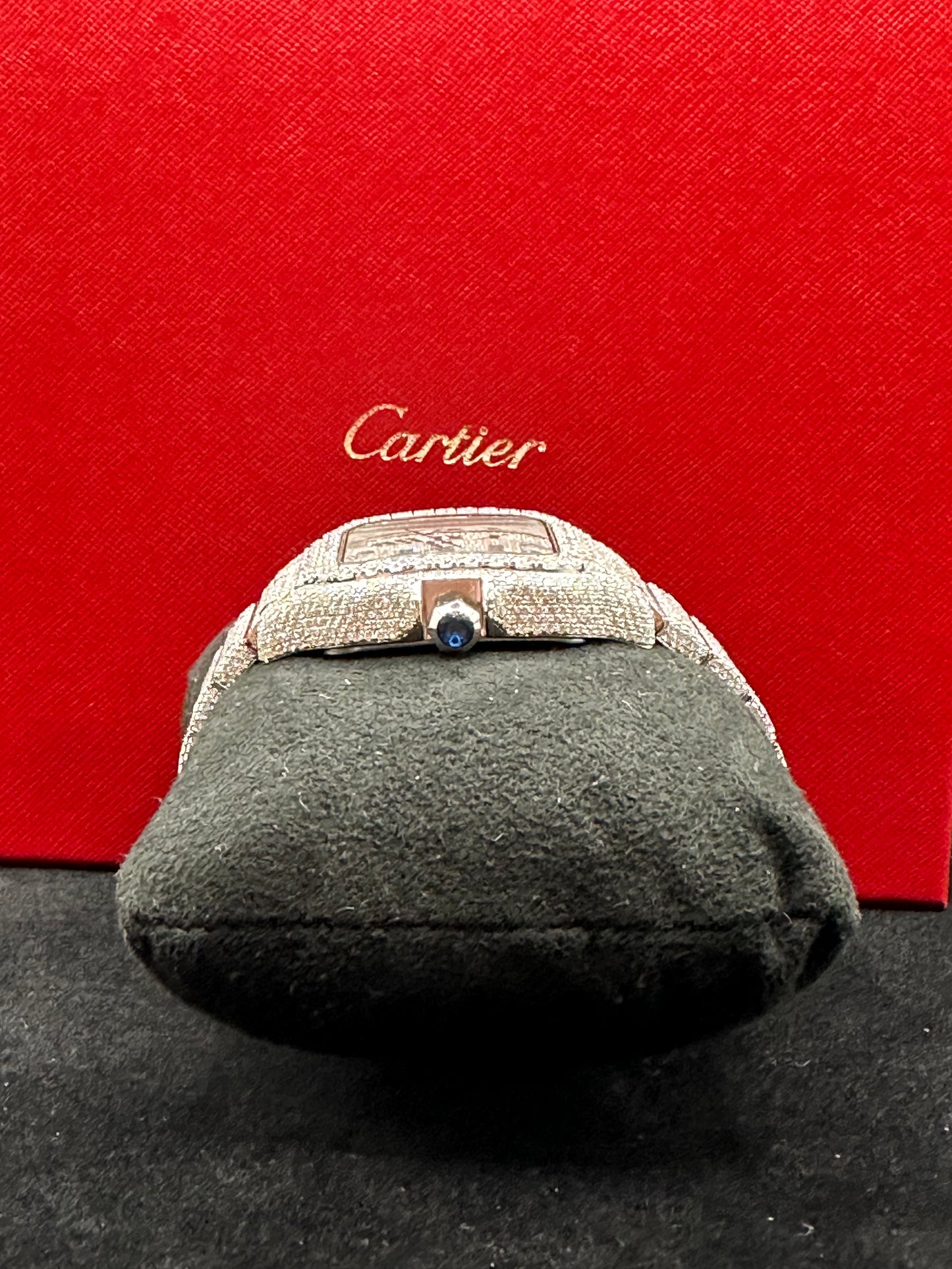 All White Santos Diamond Moissanite Automatic Watch