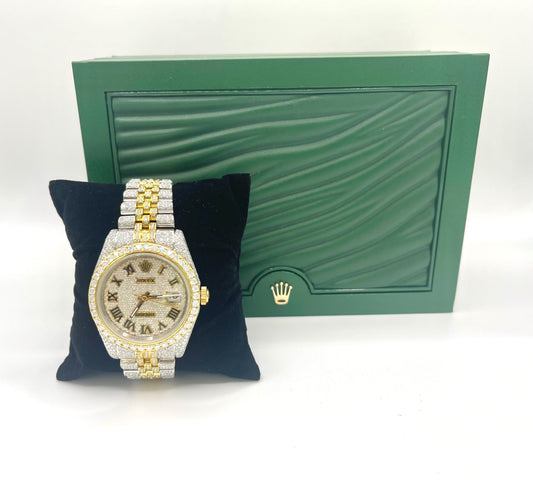 Two-Tone Yellow Gold Diamond Moissanite 42mm Watch