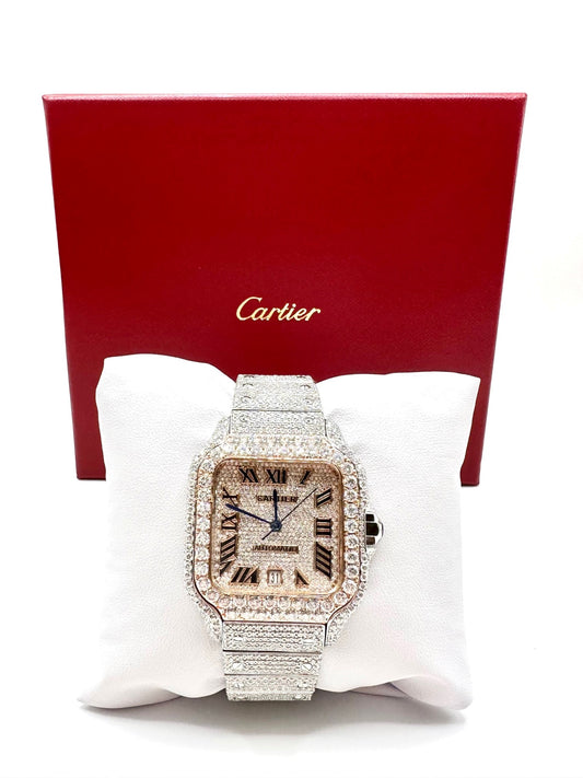 Two-Tone Rose Gold Diamond Moissanite Automatic Watch