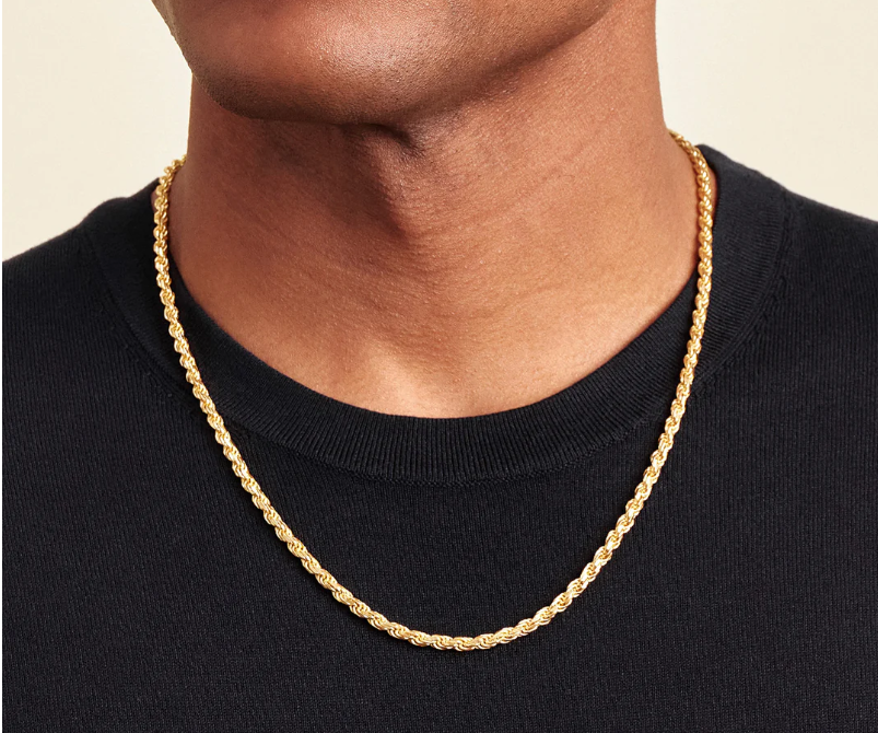 Yellow Silver Rope Chain - 4MM