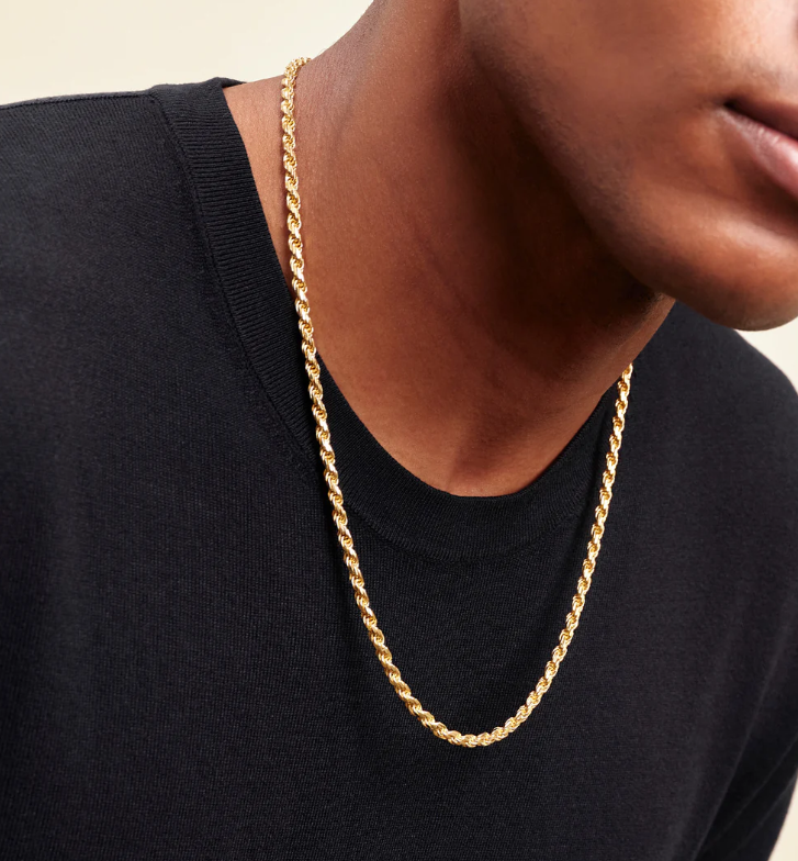 Yellow Silver Rope Chain - 4MM