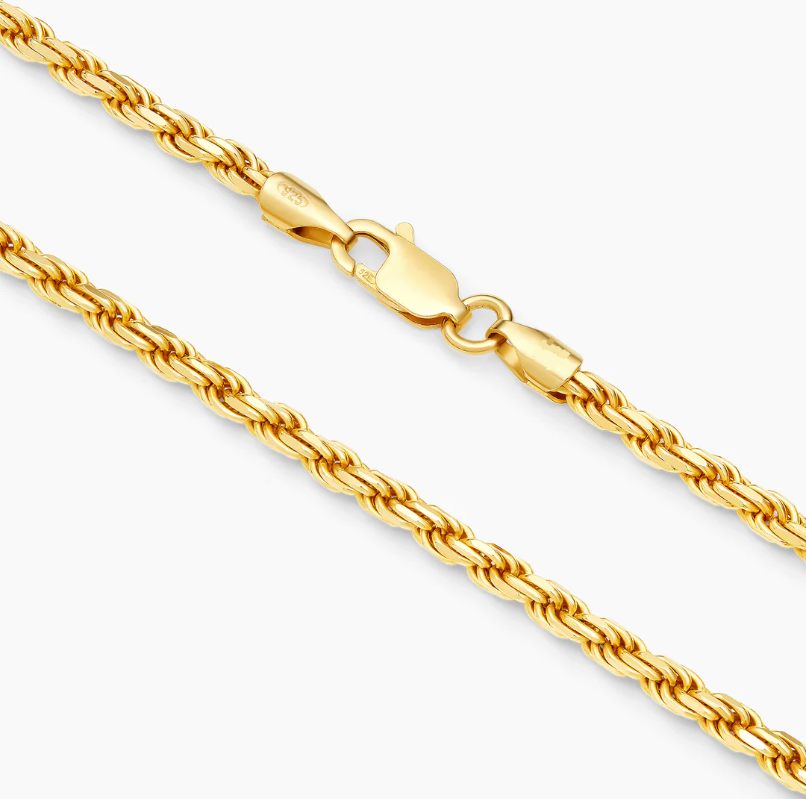 Yellow Silver Rope Chain - 4MM