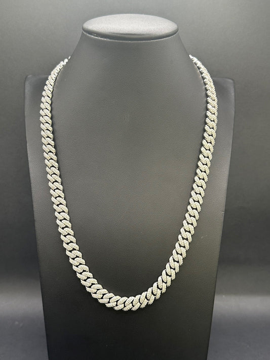 10MM Diamond Moissanite Miami Cuban Chain 925 Silver
