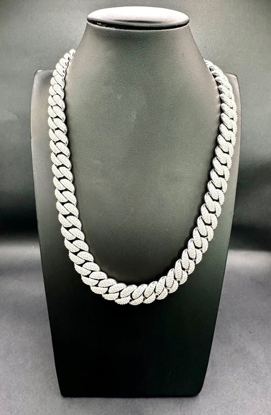 15MM Diamond Moissanite Miami Cuban Chain 925 Silver