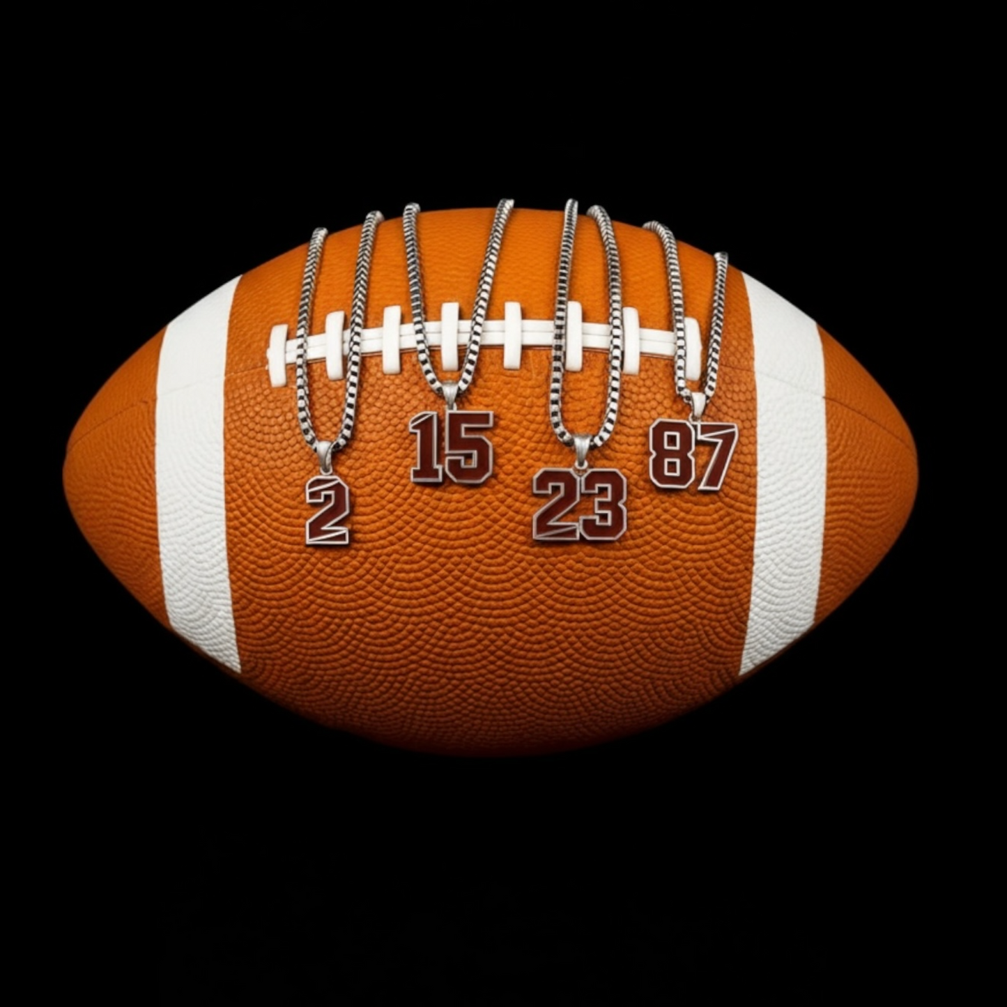 18K White Gold Stainless Steel Football Number Chains 🏈✨