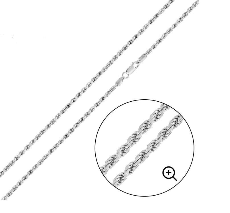 Sterling Silver Rope Chain - 2.5MM