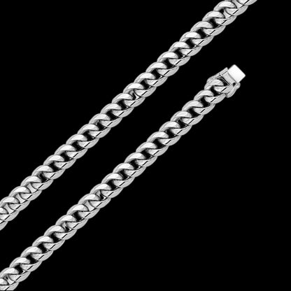 10MM Sterling Silver Miami Cuban Necklace – Hand-Polished 925 Silver with Box Clasp