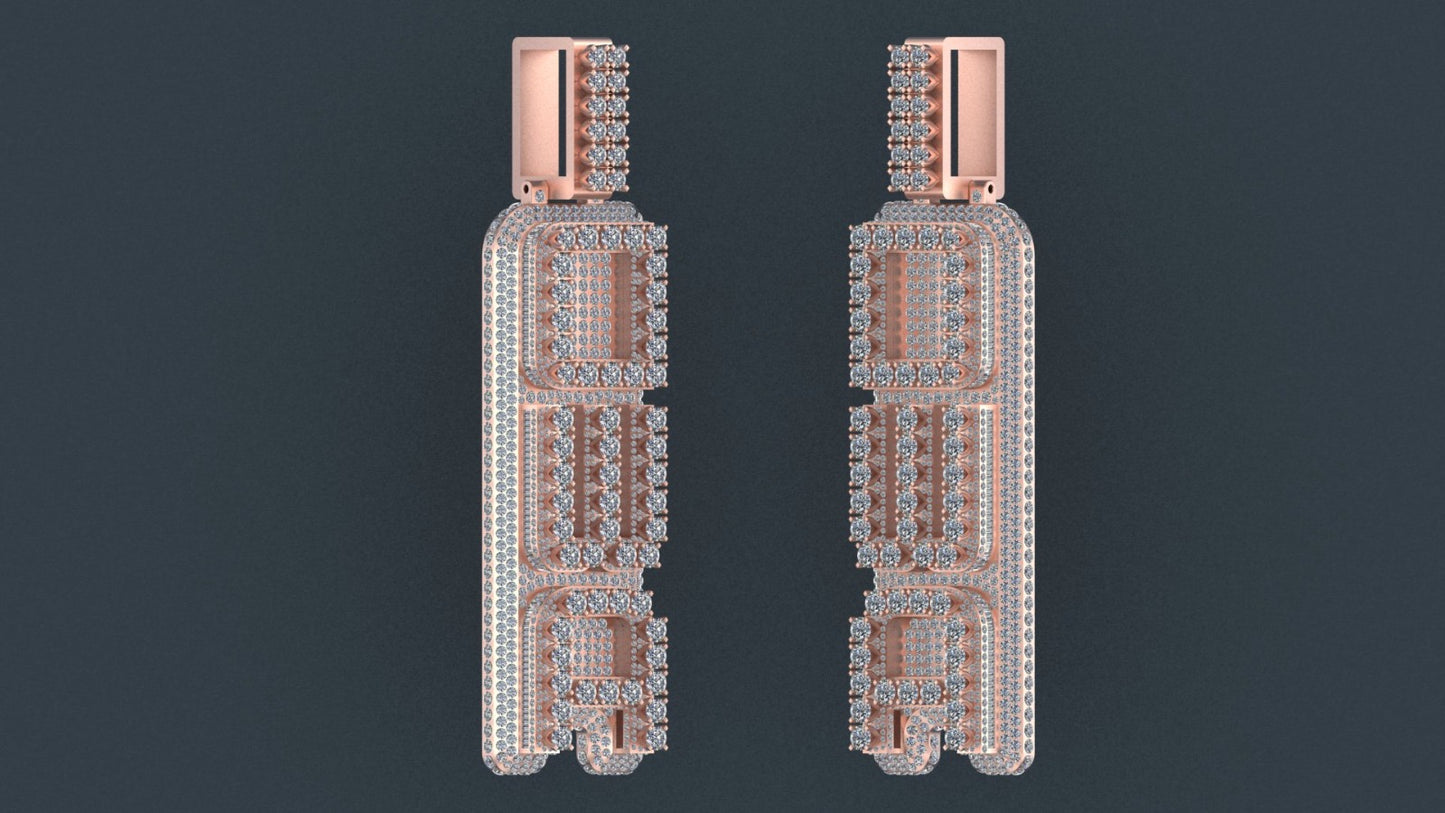 Custom Rose Gold “DWA” Pendant + 5MM 20” Rose Rope Chain