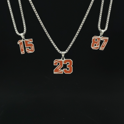 18K White Gold Stainless Steel Football Number Chains 🏈✨