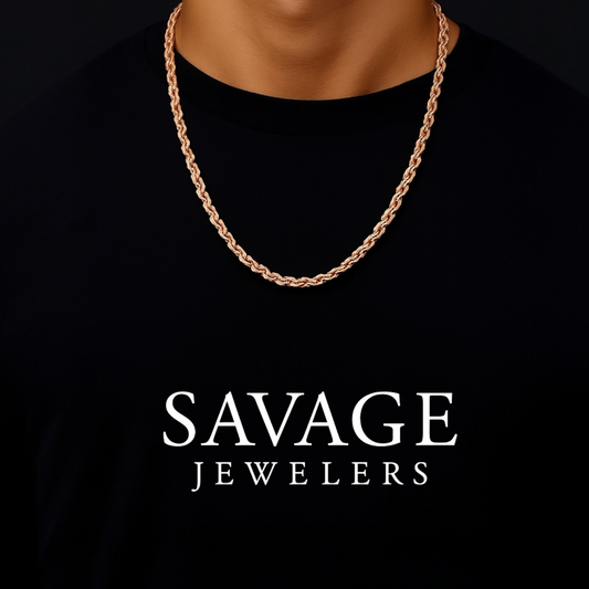 Custom Rose Gold “DWA” Pendant + 5MM 20” Rose Rope Chain