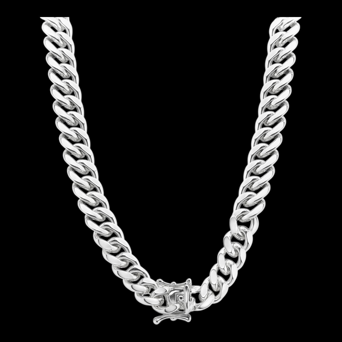 10MM Sterling Silver Miami Cuban Necklace – Hand-Polished 925 Silver with Box Clasp