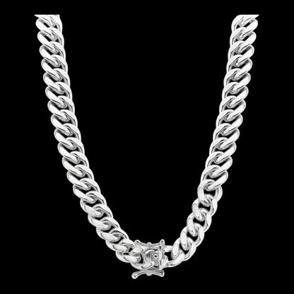 10MM Sterling Silver Miami Cuban Necklace – Hand-Polished 925 Silver with Box Clasp