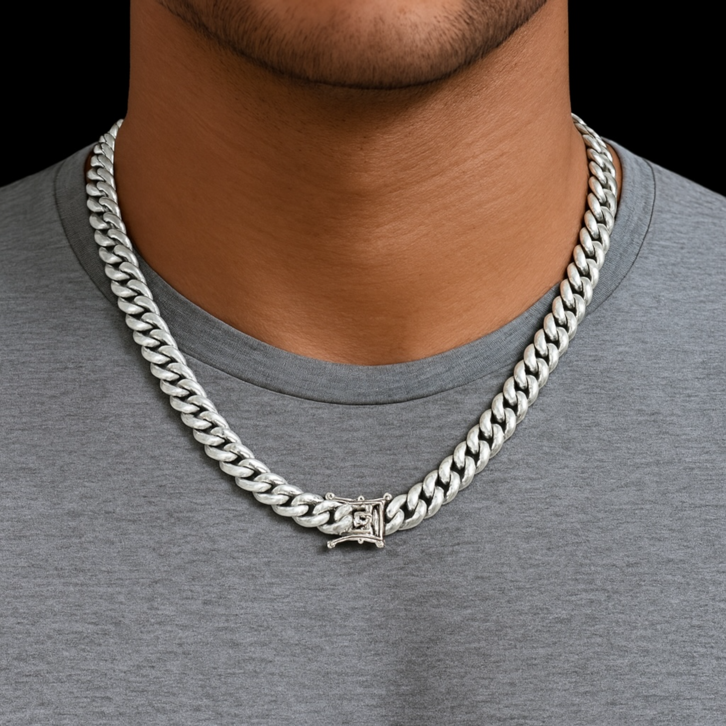 10MM Sterling Silver Miami Cuban Necklace – Hand-Polished 925 Silver with Box Clasp