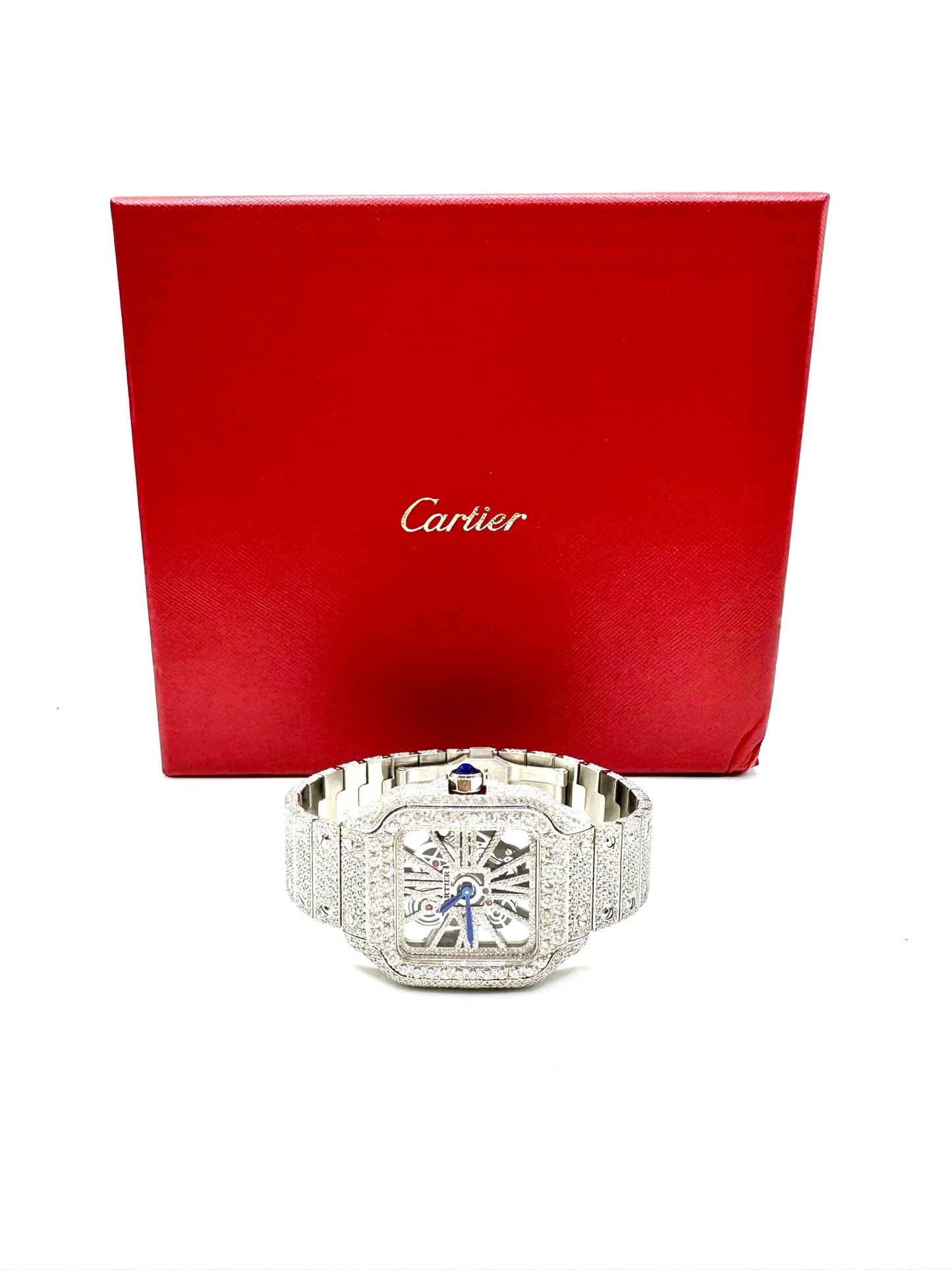 All White Skelton Diamond Moissanite Automatic Watch