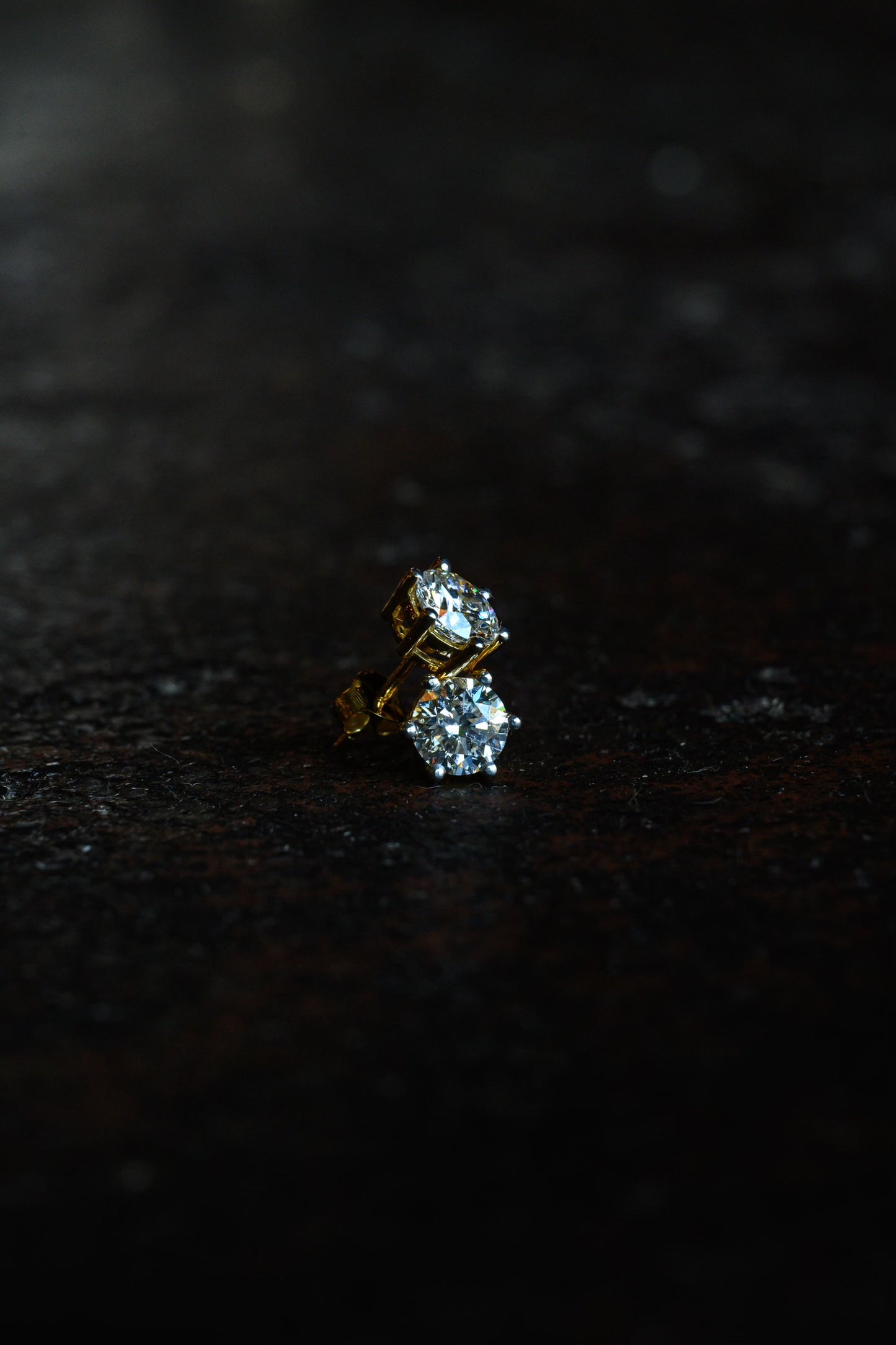 Round 10K Yellow Gold Lab Diamond Earrings 2.02 Carats Total Weight