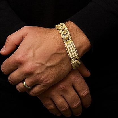 16MM 925 Vermeil Silver Moissanite Cuban Chain + Matching Bracelet Set