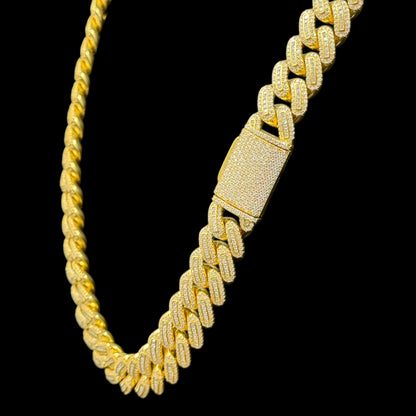 16MM 925 Vermeil Silver Moissanite Cuban Chain + Matching Bracelet Set