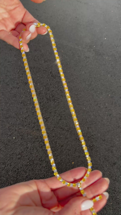 Luxury 4MM Moissanite Tennis Chain Featuring Yellow Gemstones